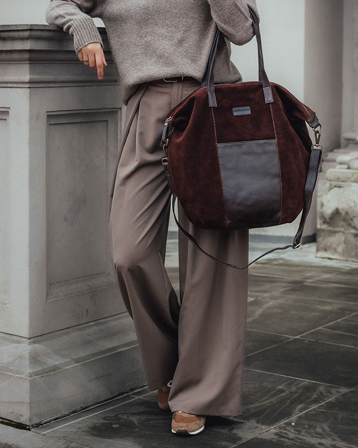 YOTTI WILD Große Wildleder Schultertasche Crossbody mit Reißverschluss