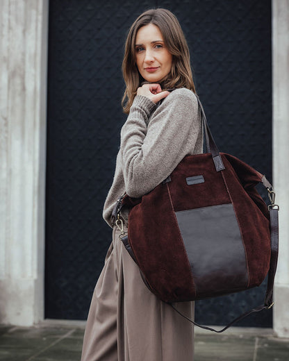 YOTTI WILD Große Wildleder Schultertasche Crossbody mit Reißverschluss