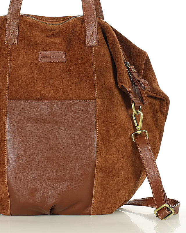 YOTTI WILD Große Wildleder Schultertasche Crossbody mit Reißverschluss