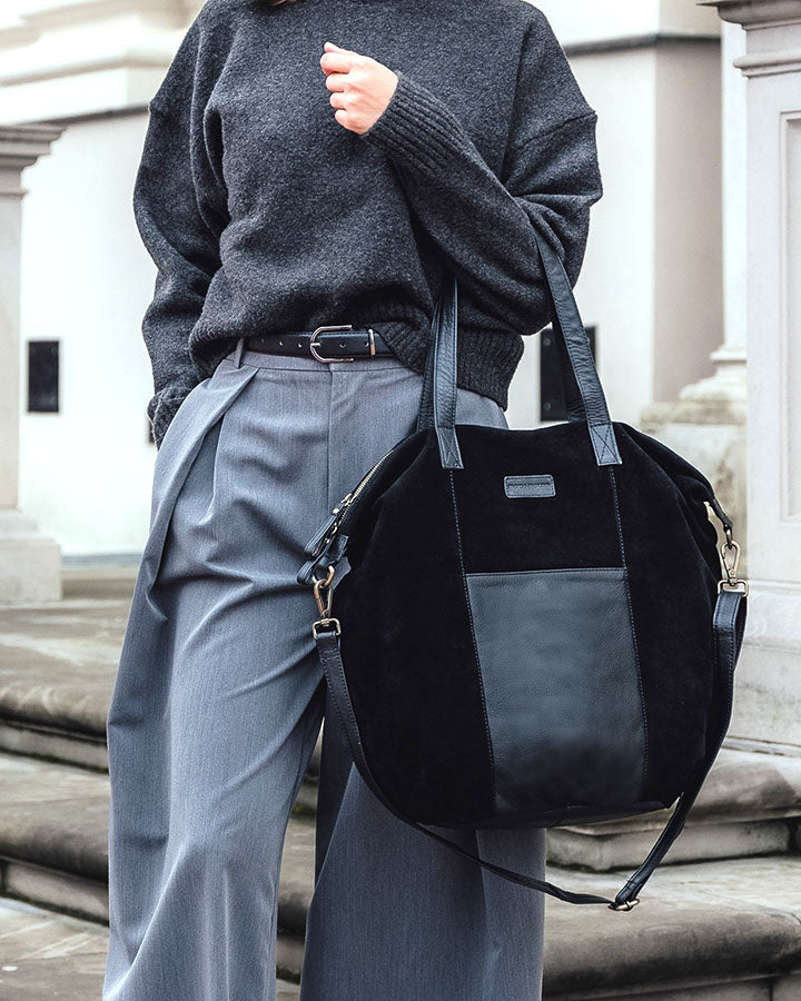 YOTTI WILD Große Wildleder Schultertasche Crossbody mit Reißverschluss