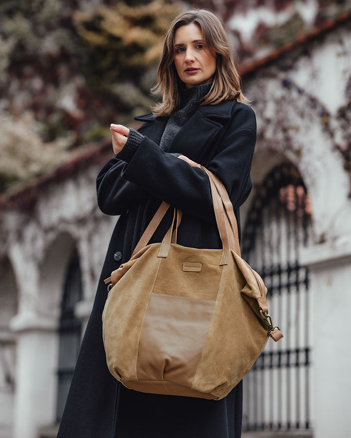 YOTTI WILD Große Wildleder Schultertasche Crossbody mit Reißverschluss