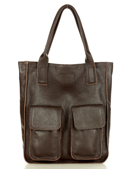 TOTE™ Henkeltasche aus echtem Leder Kaffee