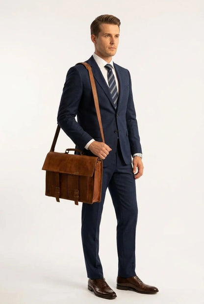 RHIVAN VINTAGE – Große Lederaktentasche aus Echtleder für Damen und Herren 17"
