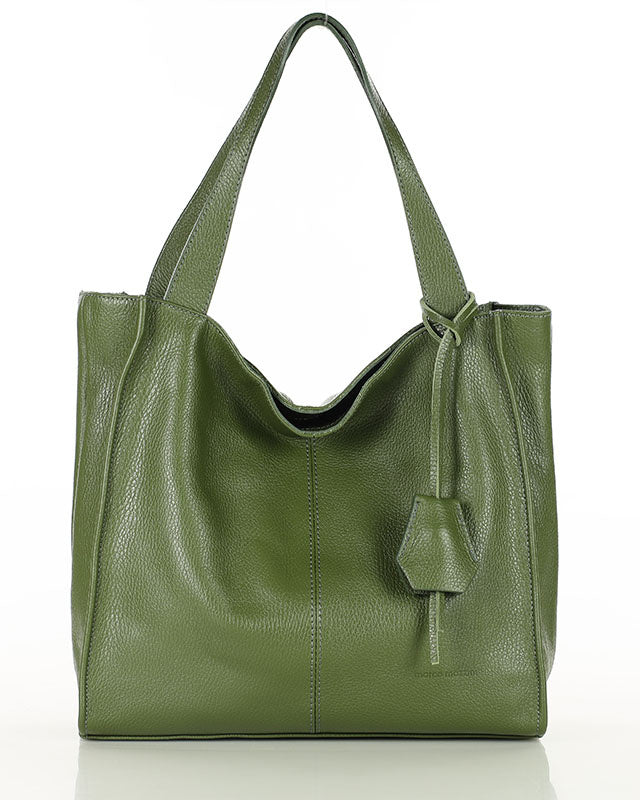 SOHO™ Klassische Shopper-Tasche aus italienisches Rindsleder hellgrün