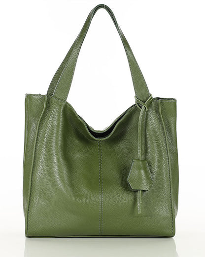 SOHO™ Klassische Shopper-Tasche aus italienisches Rindsleder hellgrün