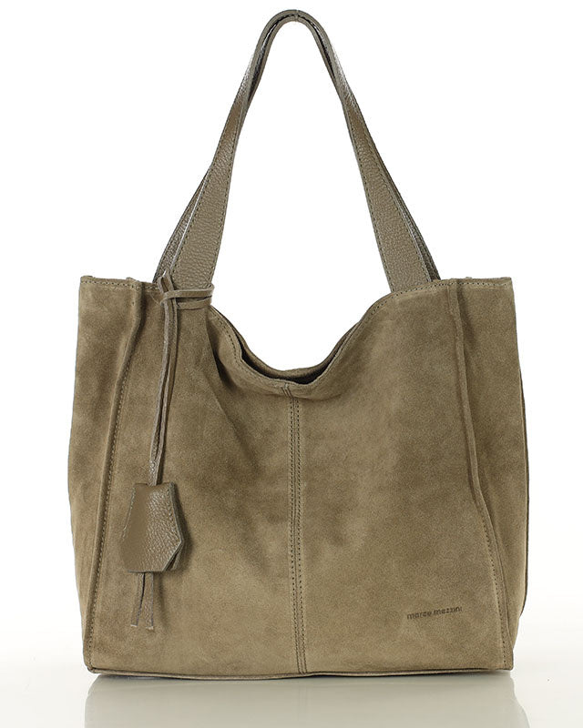 SOHO WILD™ Klassische Shopper-Tasche aus italienischem Wildleder beige-taupe