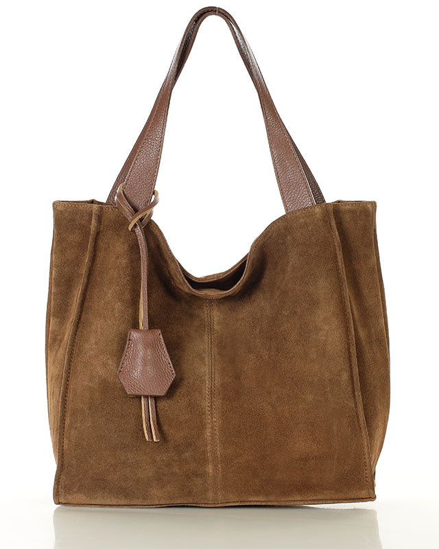 SOHO WILD™ Klassische Shopper-Tasche aus italienischem Wildleder braun