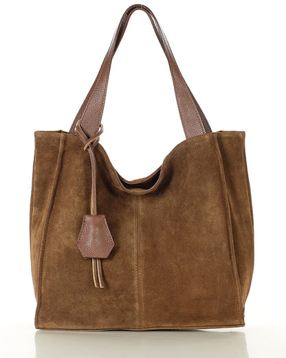 SOHO WILD™ Klassische Shopper-Tasche aus italienischem Wildleder braun