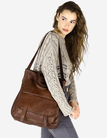 MORENO 3 in 1 Leder Shopper Tasche mit rucksackfunktion fur Damen mit  reißverschluss – Sacktaschen