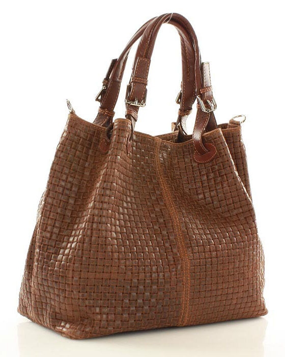 BUCKETBAG™ Damen Leder Beuteltasche mit Flechtprägung.