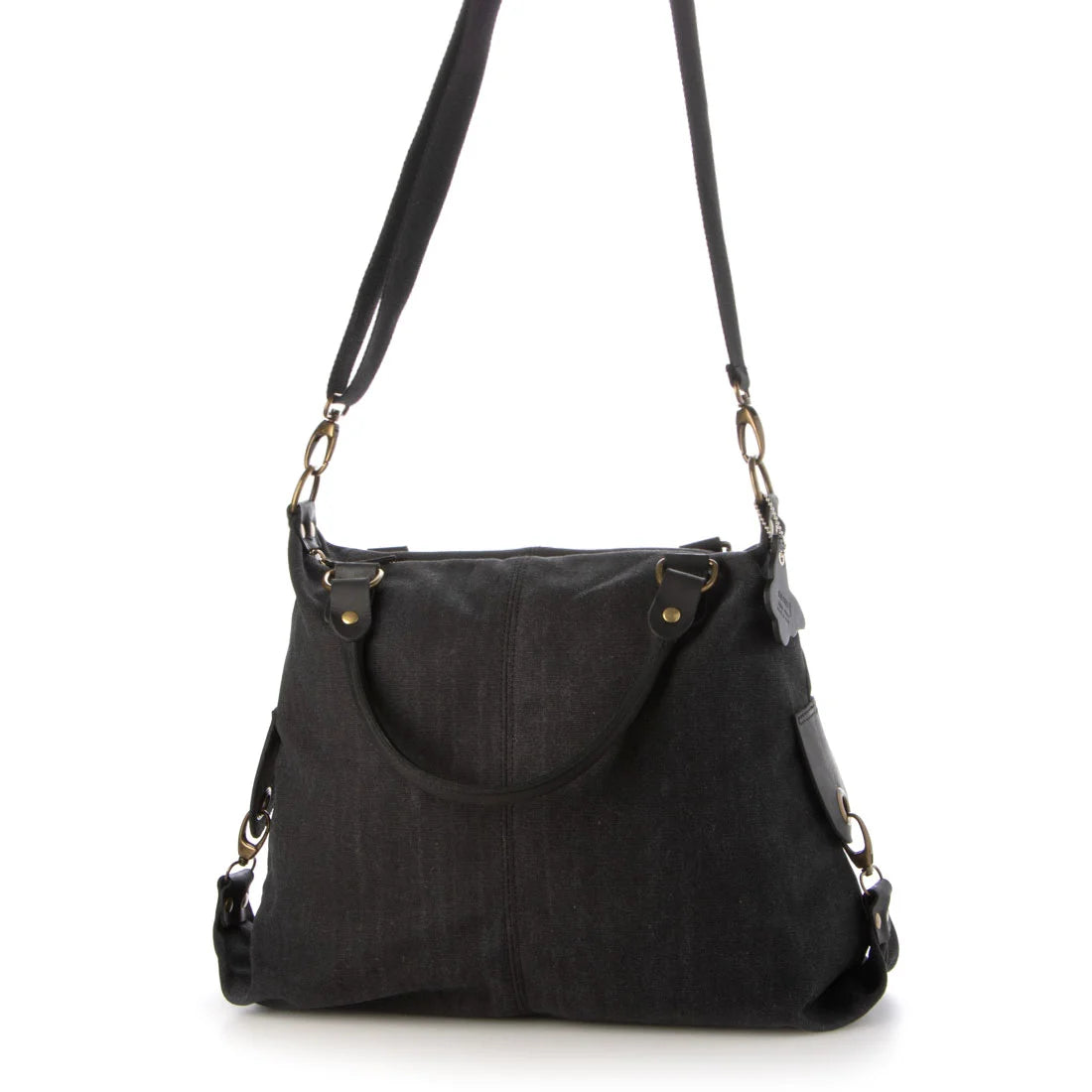 KOUKO. Schultertasche für Damen aus Segeltuch Canvas und italianischem Leder