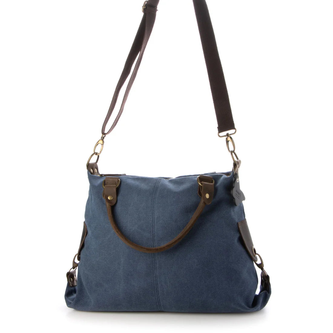 KOUKO. Schultertasche für Damen aus Segeltuch Canvas und italianischem Leder