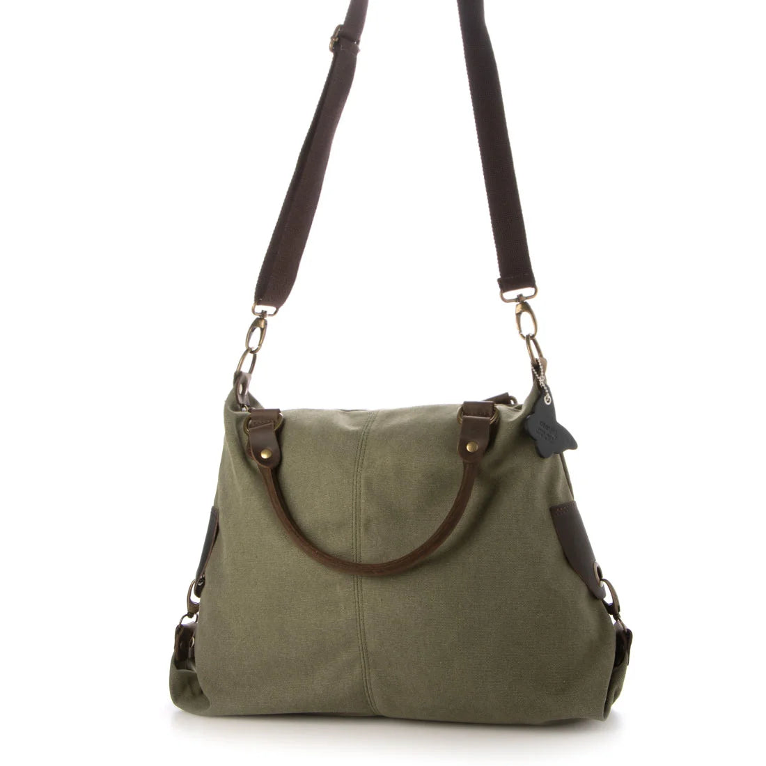 KOUKO. Schultertasche für Damen aus Segeltuch Canvas und italianischem Leder