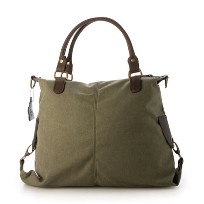 KOUKO. Schultertasche für Damen aus Segeltuch Canvas und italianischem Leder