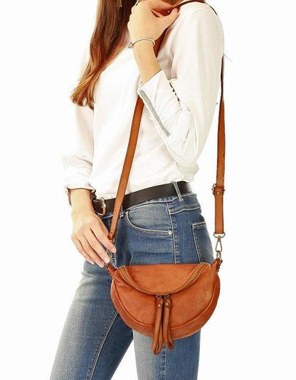 AMELLIA 3 in 1 Small Leather Crossbag - Hip Bag - Shoulder Bag with Chain for Women