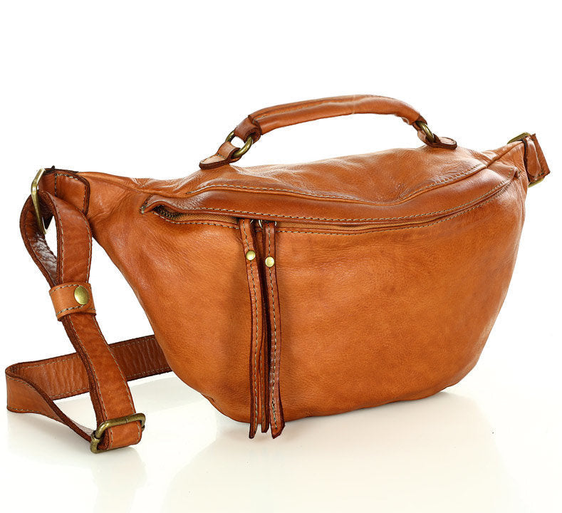 Camel TORINO● Große Lederbauchtasche für damen m. RV. Sacktaschen.com