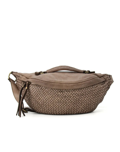 TORINO G | Large Woven Leather Bum Bag in a Crescent Shape with handle