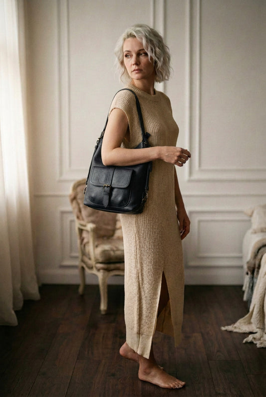 ALHAMBRA - 2-in-1-Rucksacktasche aus Leder für Damen