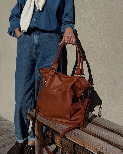 LISETTE™ XXL Shopper Schultertasche aus italienischem Leder