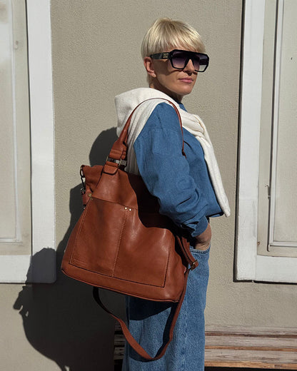 LISETTE™ XXL Shopper Schultertasche aus italienischem Leder