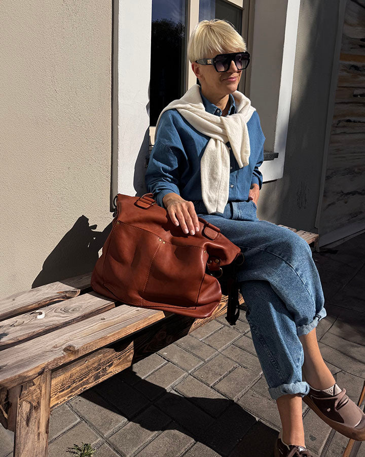 LISETTE™ XXL Shopper Schultertasche aus italienischem Leder