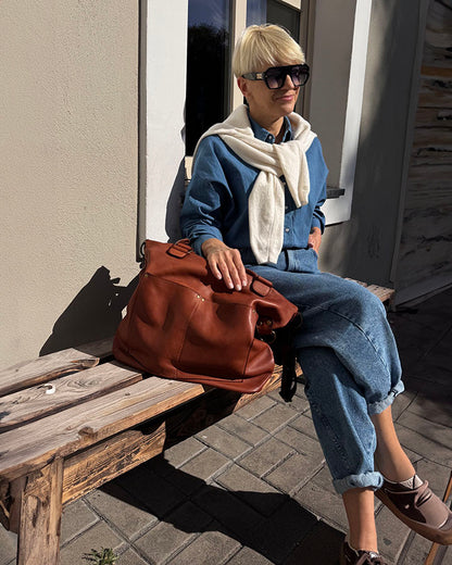 LISETTE™ XXL Shopper Schultertasche aus italienischem Leder