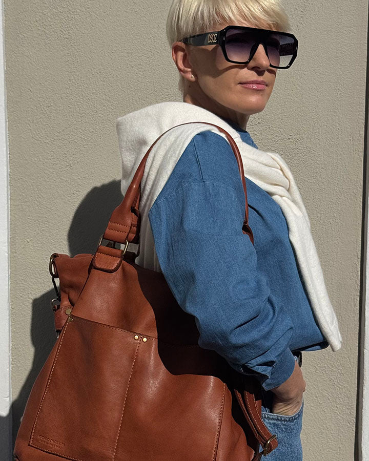 LISETTE™ XXL Shopper Schultertasche aus italienischem Leder