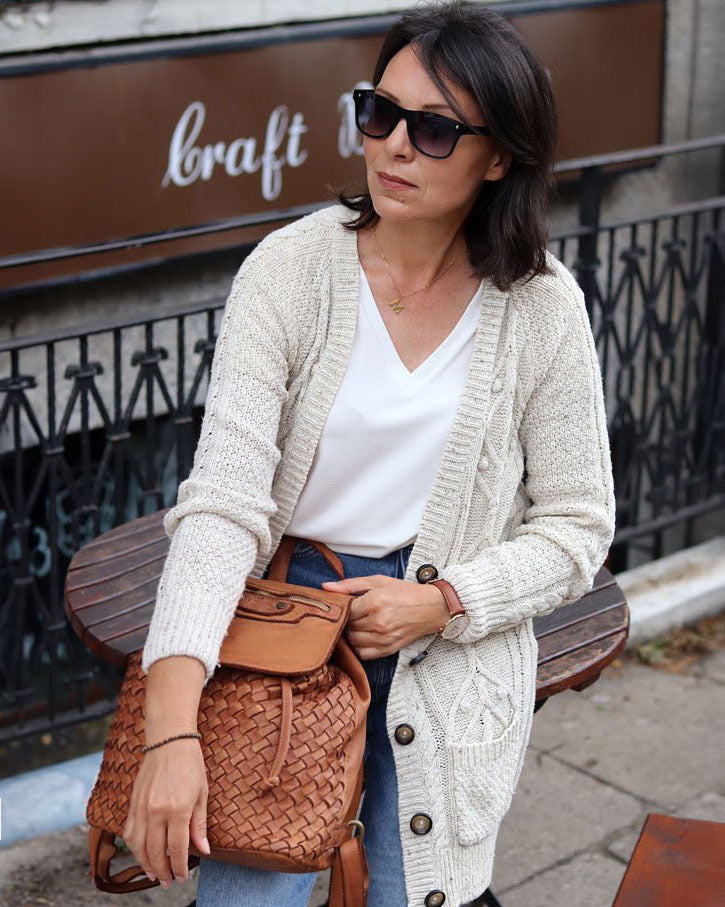 MONACO 2in1 Damen Lederrucksack aus geflochten Leder im Vintage Stil