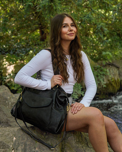 BARTONE. Praktische Leder Shopper Tasche mit Reißverschluss