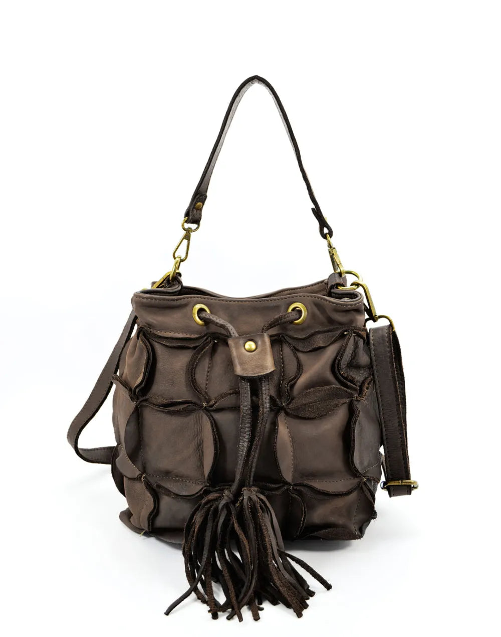 Exklusive Beuteltasche Damen aus Echtleder in Braun perfekt kombinierbar für minimalistische Outfits im edlen Old-Money-Style