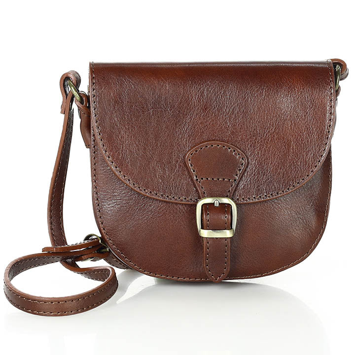 LiaTalia Genuine Vera Pelle Women Cross body Italian Leather Small Mini  Shoulder Bag Handbag - ABBY [Dark Tan - Tan Trim]: Handbags: Amazon.com