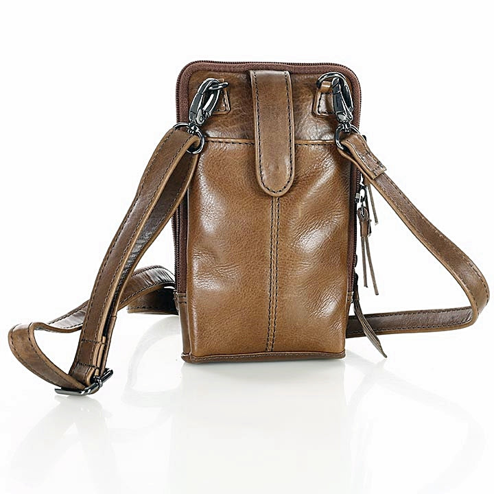 Leather Cell Phone Crossbody Bag with a zippered wallet. Unisex. Sacktaschen