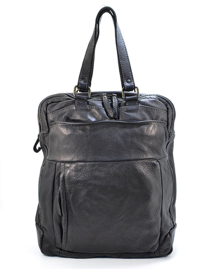 Schwarz BORGO● Lederrucksack mit Laptopfach – Wandelbarer 2-in-1 Business Rucksack & Aktentasche aus Echtleder Sacktaschen.com