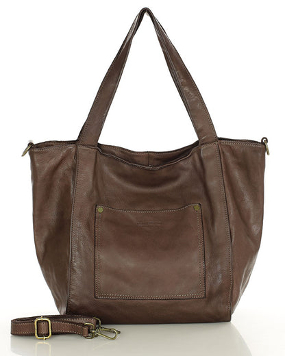 CALDERA. Women's Shopper Bag Tote Bag from Natural Leather Brown