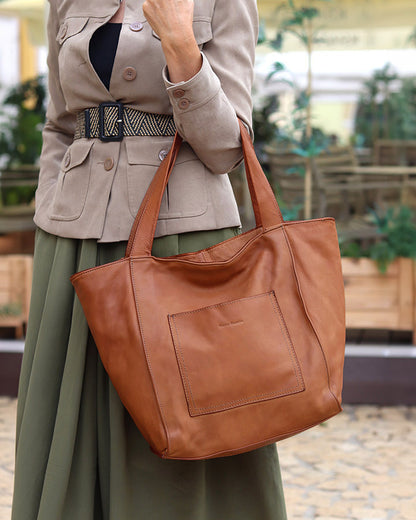 CALDERA. Women's Shopper Bag Tote from Natural Leather