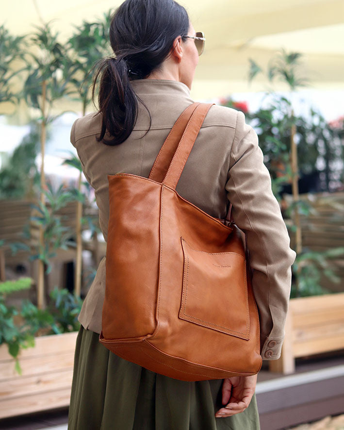 CALDERA. Women's Shopper Bag Tote from Natural Leather