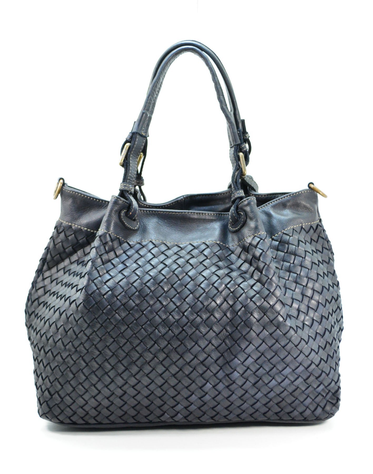 Cestino Leder Geflochtene Handtasche Damen in Schwarz, klassischer Flecht-Shopper aus echtem italienischen Leder im Korbstil