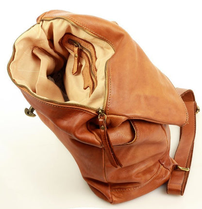 PRATO ● Grand sac à dos urbain vintage en cuir italiene 
 pour homme et femme