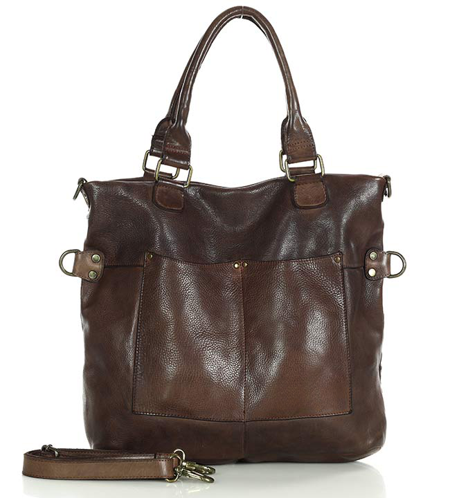 №56B LISETTE™ Shopper shoulder bag made of Italian genuine leather in brown