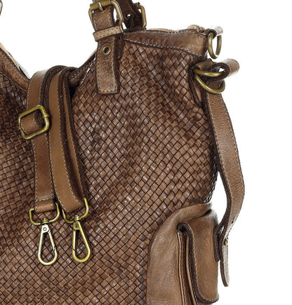 JEANNE. Grand sac cabas pour femme en cuir tressé souple italien