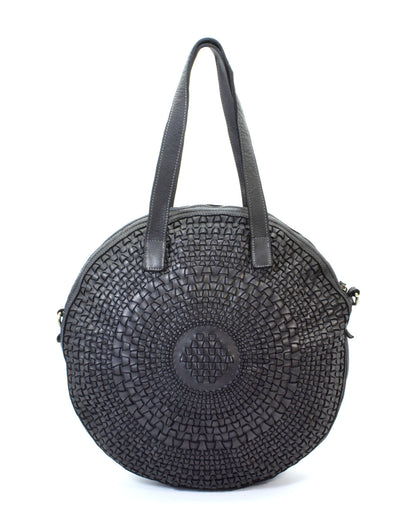 schwarz ROTUNDA● Ovale Damen-Umhängetasche aus geflochtenem Leder – Wandlungsfähige Eleganz Sacktaschen.com