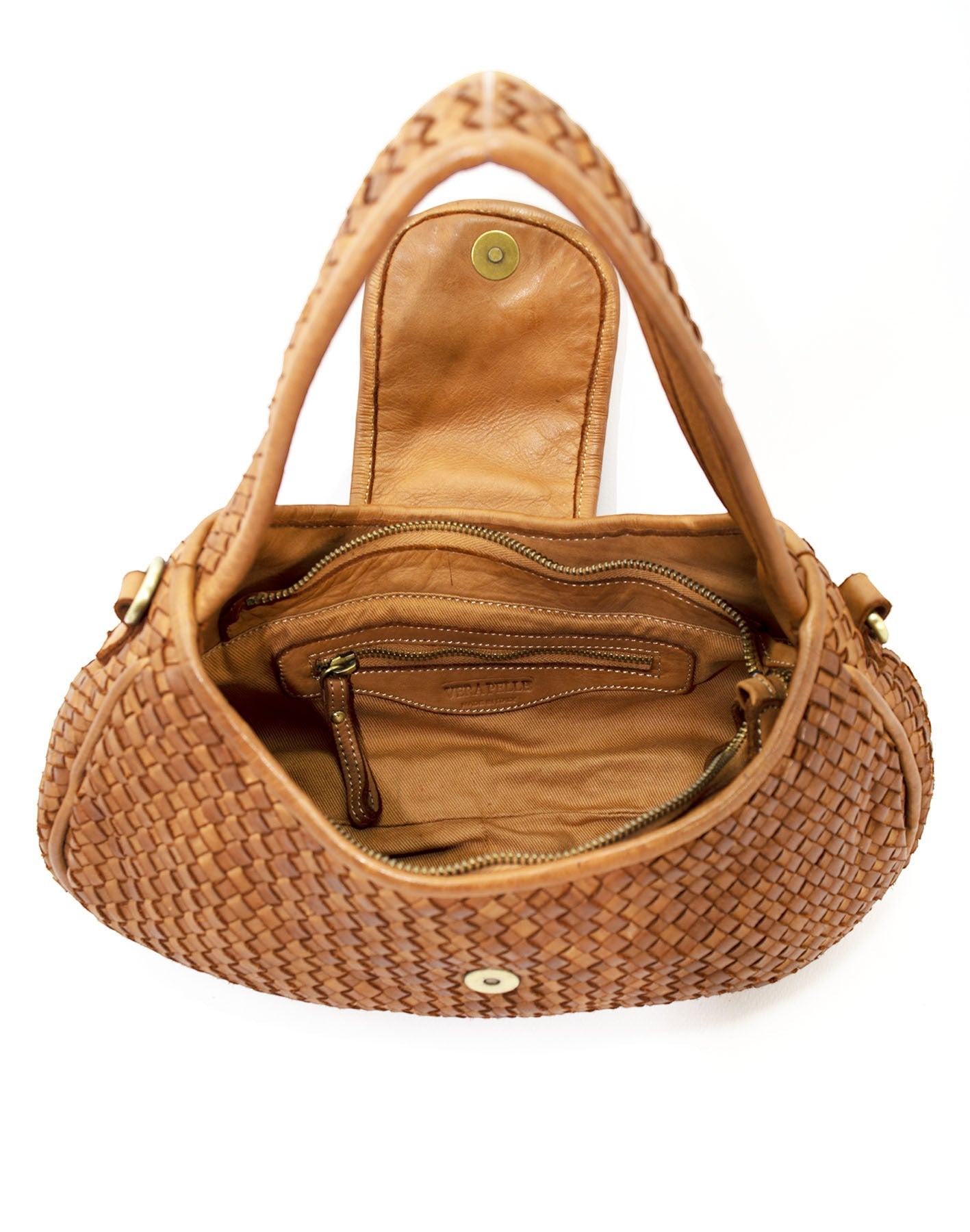 innen Klassisch cognac Schultertasche für Damen aus naturbelassenem Leder, ideal als elegante Damentasche für den Business-Alltag oder Freizeit.