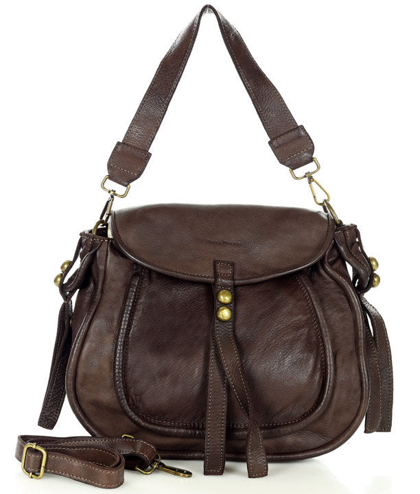 kaffee COMO● Damen Umhängetasche aus Leder – Stilvolle Schultertasche im Boho-Stil Sacktaschen.com