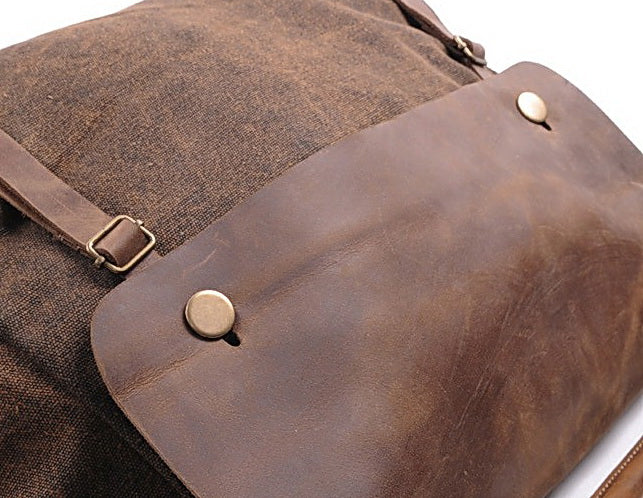 MAIL VINTAGE™ ladies canvas and leather shoulder bag - brown