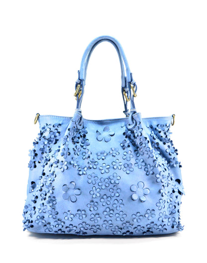 Denim (outlet) FIORINO● XL Ledertasche Handtasche Damen aus Italianische Leder mit blumenmuster Sacktaschen.com