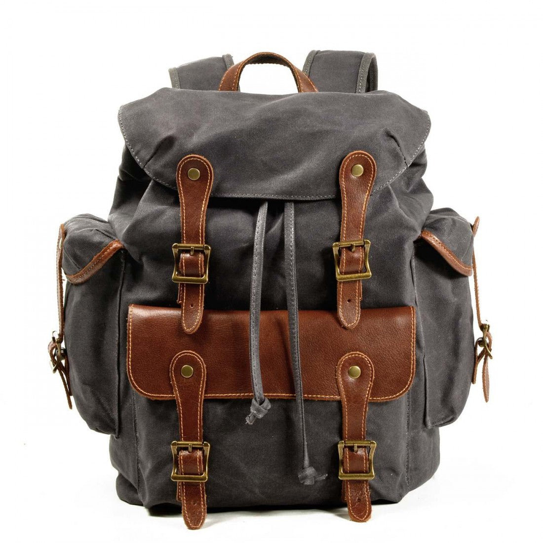 WAX SCOUT™ Mochila bolso grande de lona encerada con piel para hombre y mujer