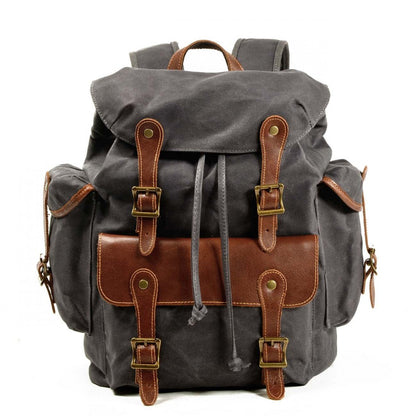 WAX SCOUT™ Mochila bolso grande de lona encerada con piel para hombre y mujer