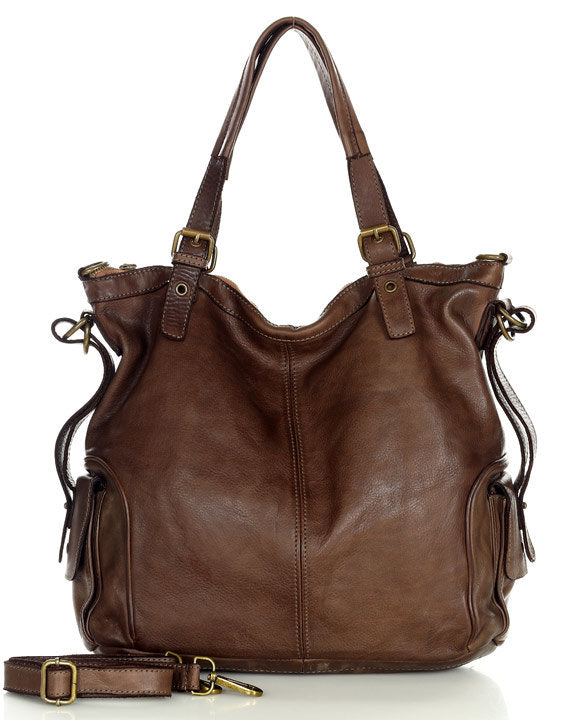 JEANNE. Grand sac cabas pour femme en cuir souple italien