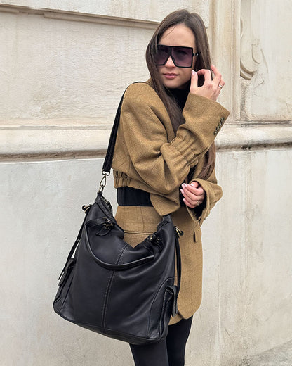 JEANNE. Großer Damen Leder-Shopper mit Fächern