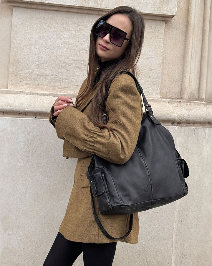 JEANNE. Großer Damen Leder-Shopper mit Fächern